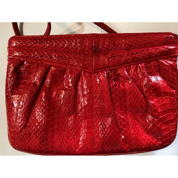 Vintage “Aspect” Red Genuine Snake Skin Clutch /strap Christmas, Evening Beauty - Picture 1 of 4